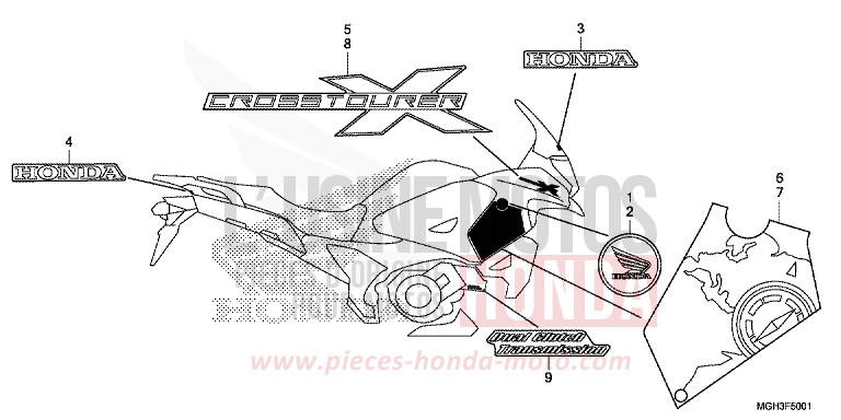 MARQUE/EMBLEME (2ED,2F,2RU,3E) de VFR1200X "Crosstourer" DCT DARKNESS BLACK METALLIC (NH463) de 2013